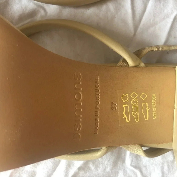 Simons leather multistrap sandals block heel size 37 ivory cream bridal - Picture 3 of 4